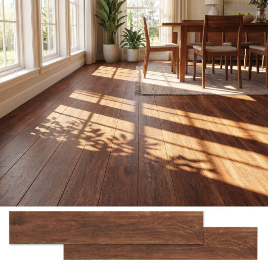 Set of 2 Floor Tile Vinyl Flooring Waterproof Vinyl Plank Flooring-Brown