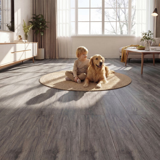 Set of 2 Floor Tile Vinyl Flooring Waterproof Vinyl Plank Flooring-Brown