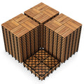 12 x 12 Inch 54 Pieces Acacia Wood Interlocking Deck Tiles with Waterproof Design-Natural