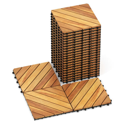12 x 12 Inch 48 Pieces Acacia Wood Interlocking Deck Tiles with Waterproof Design-Natural