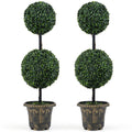 3 FT Artificial Boxwood Topiary Tree Double Ball Shrubs Set of 2