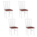 PU Leather Upholstered Wood Dining Chairs Set of 4-White