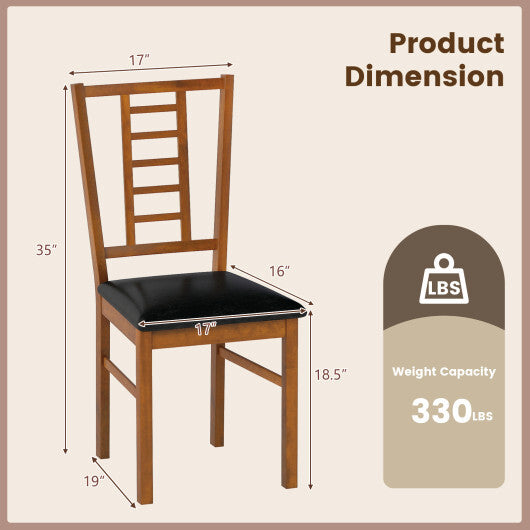 PU Leather Upholstered Wood Dining Chairs Set of 4-White