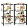 4-Tier Metal Storage Shelving Unit Set of 2 with V-Shaped Wire Rack-Black