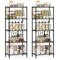5-Tier Metal Storage Shelving Unit Set of 2 with V-Shaped Wire Rack-Black