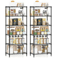 Set of 2 4-Tier Metal Storage Shelving Unit with V-Shaped Wire Rack and 1000 LBS Capacity-Black