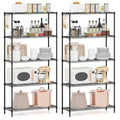 Set of 2 5-Tier Metal Storage Shelving Unit with V-Shaped Wire Rack and 1250 LBS Capacity-Black