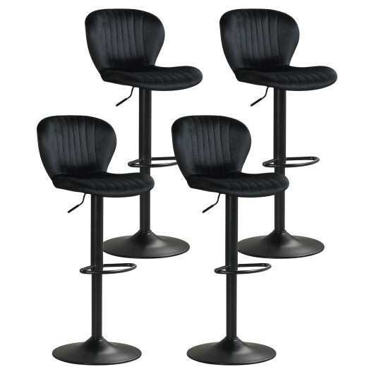 Adjustable Counter Height Chairs Set of 4 with Velvet Upholstered Backrests-Gray