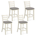 4 Pieces Counter Height Chairs with Fabric Seat and Rubber Wood Legs-Beige