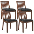 PU Leather Upholstered Dining Chair with Padded Seat Set of 4-Espresso