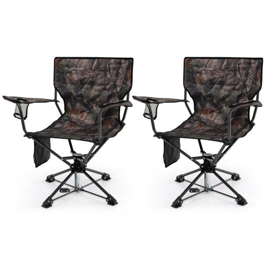 360? Swivel Hunting Chair Portable Foldable Hunting Chair Set of 2-Camo