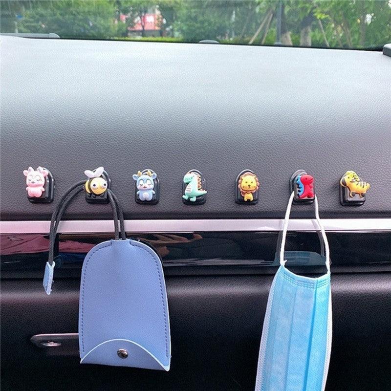 2 Pcs Simple Car Small Hooks Cartoon Decorative Cute Car Dashboard Hook Mini Hanger for Mask Heart Adhesive Hook for Hat Coat Towel Wall Hanging Multi Vehicle Sticky Hooks Durable Holder Automobile Styling Interior Organizer Ornaments Hook