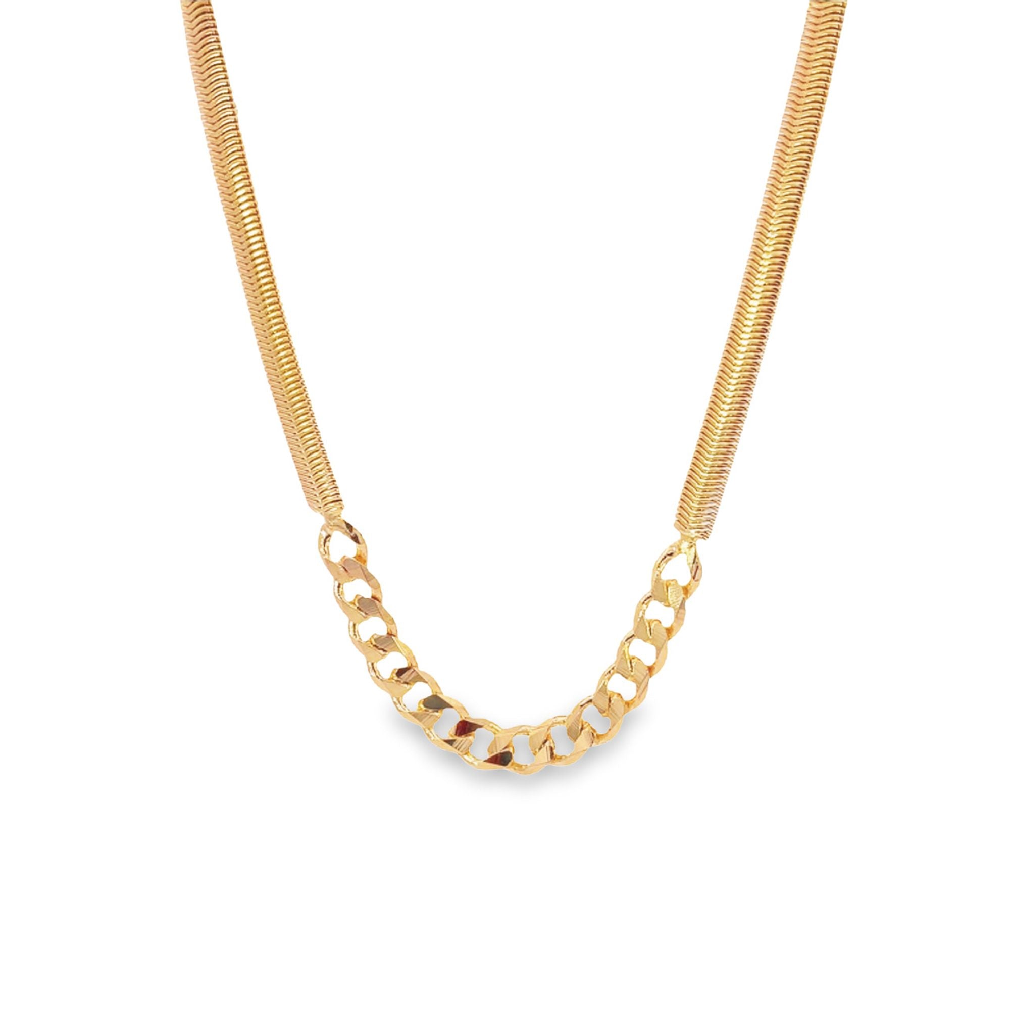 Thick Half Cuban Half Snake Chain Necklace / Bracelet (F102B)(I536)