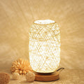 Rechargeable Solid Wood Twine Takraw Table Lamp