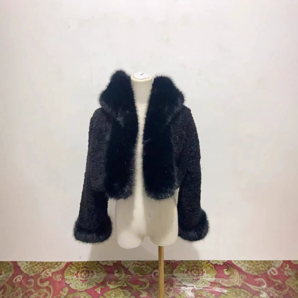 Environmentally Friendly Fox Fur Short Type Hooded Jacket Women