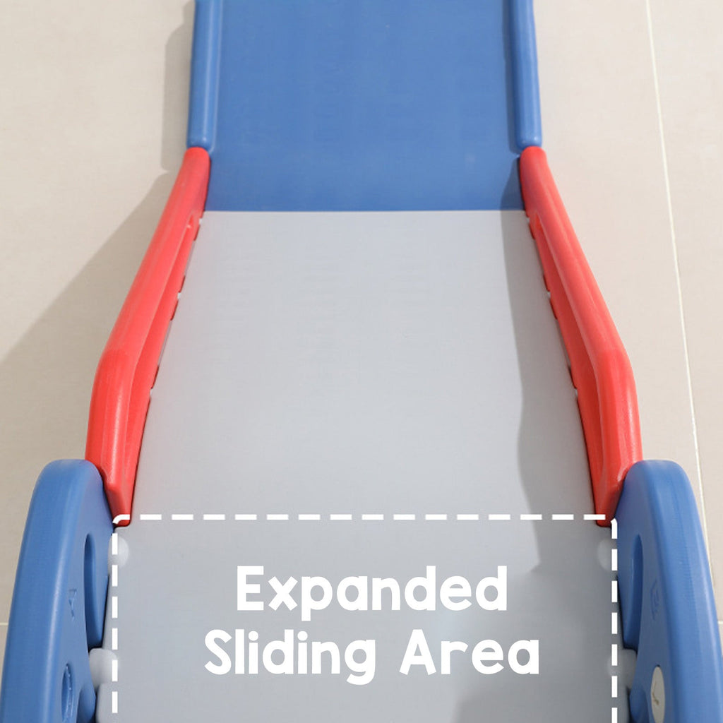 Toddler Indoor Slide For 0 To 3 Years Old Easy Assembly Dinosaur Shape Foldable Slide With Basketball Hoop Stairs Blue