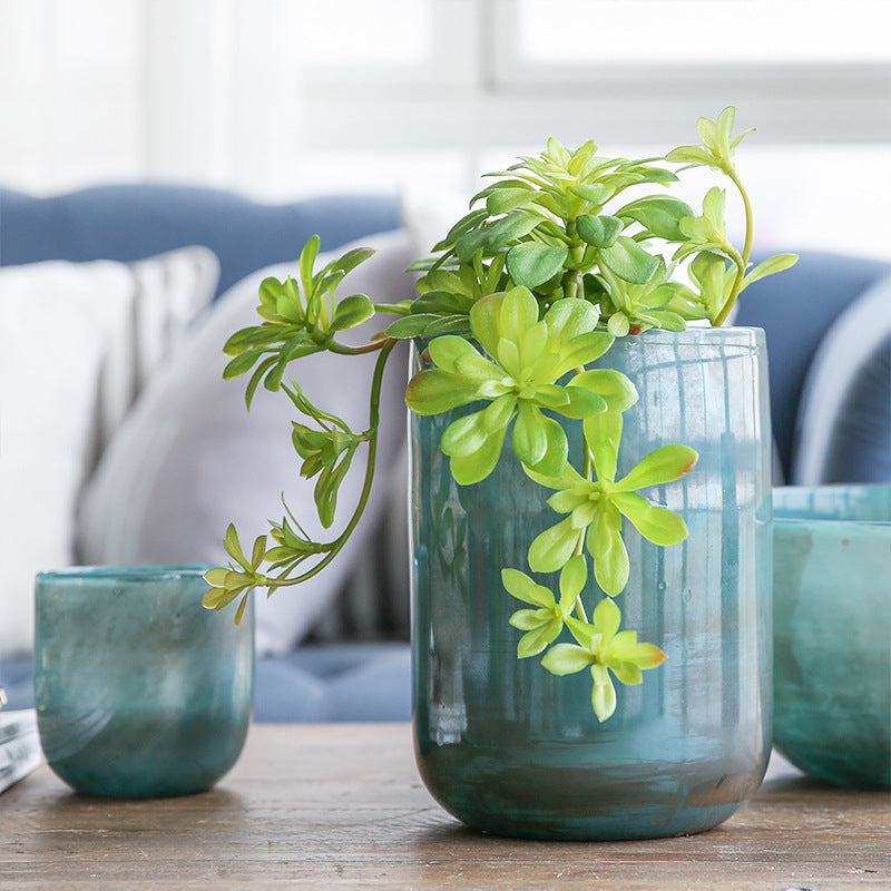 European and American Retro Blue Glass Large Vase