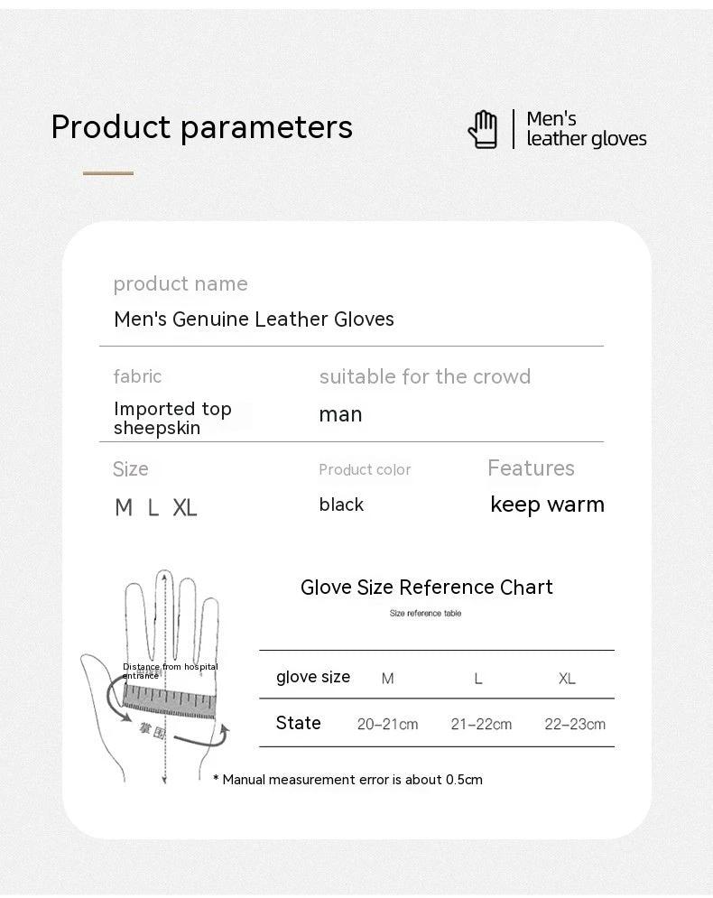 Fleece-lined Thickened Leather Gloves For Men