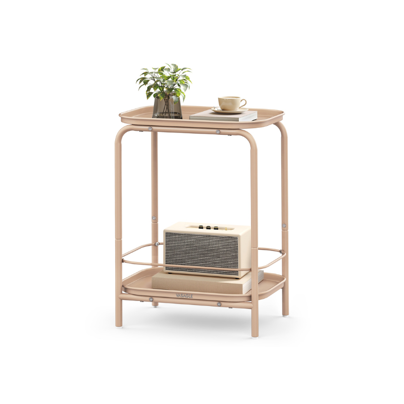 2-Tier Metal Coffee Table with Tray Storage