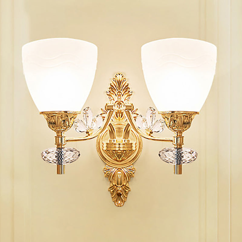 DecorBites™ Modernist Glass Cone Wall Mount Light with Crystal Accent - Gold Finish