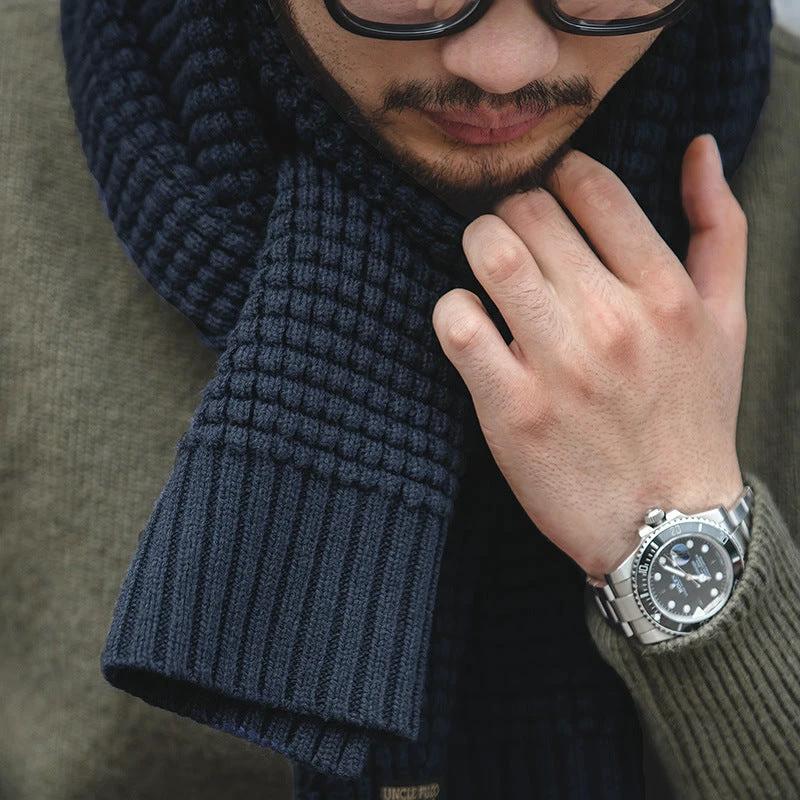 Retro Knitted Woolen Warm Scarf For Men