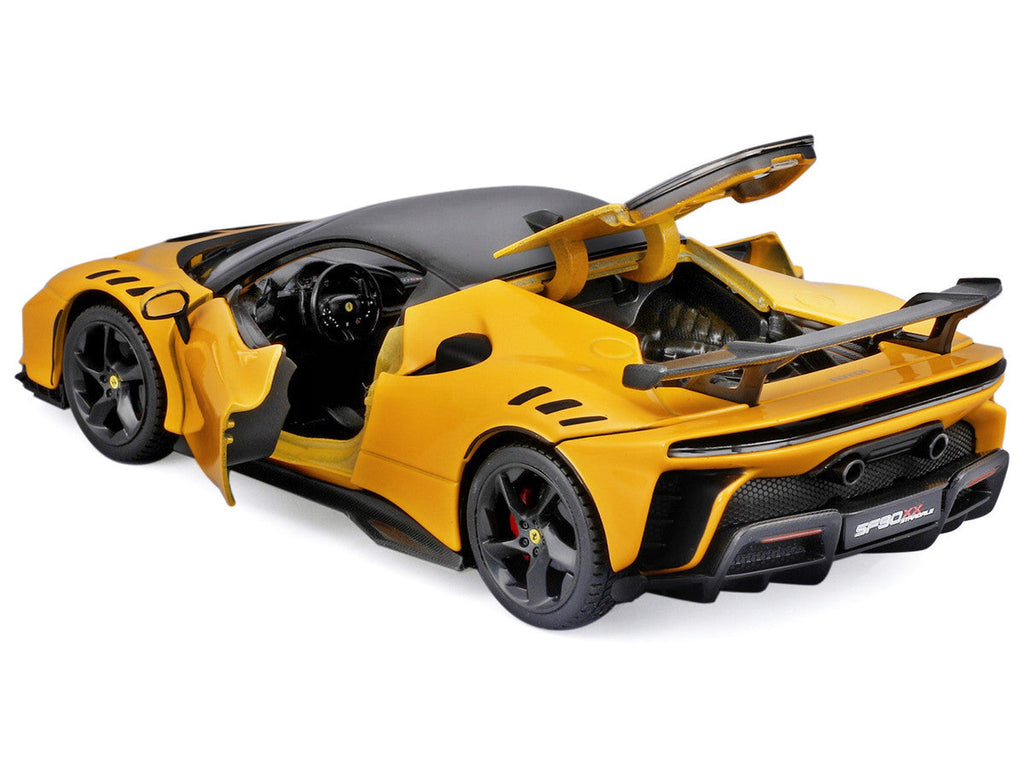 Ferrari SF90 XX Stradale Yellow with Black Top "Race and Play" Series 1/24 Diecast Model Car by Bburago