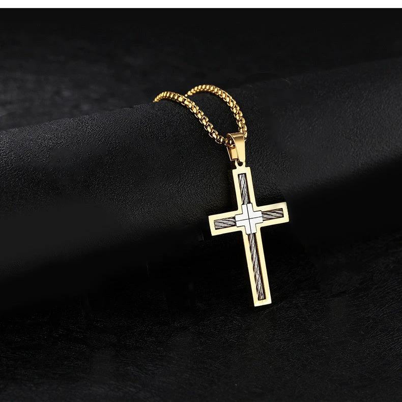 Men's Titanium Steel Wire Cross Necklace