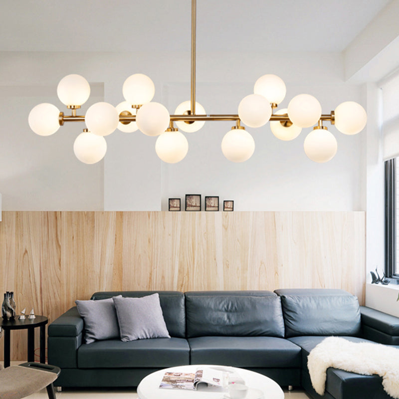 DecorBites™ Modern Gold Island Pendant Lighting with 16 Lights - Spherical Glass Ceiling Light for Living Room