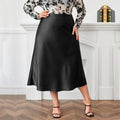 High Waist Zipper Large Hem Satin Satin Temperament Skirt