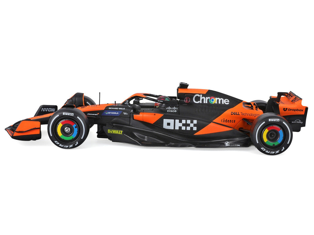 McLaren MCL38 #81 Oscar Piastri "OKX" Formula One F1 "Miami GP" (2024) with Display Case 1/24 Diecast Model Car by Bburago