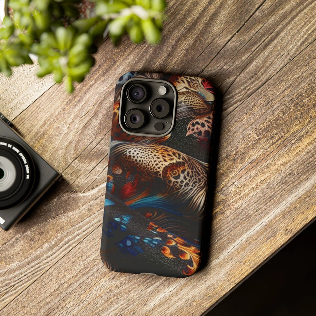 Stylish Tough Phone Case with Elegant Black and Gold Design