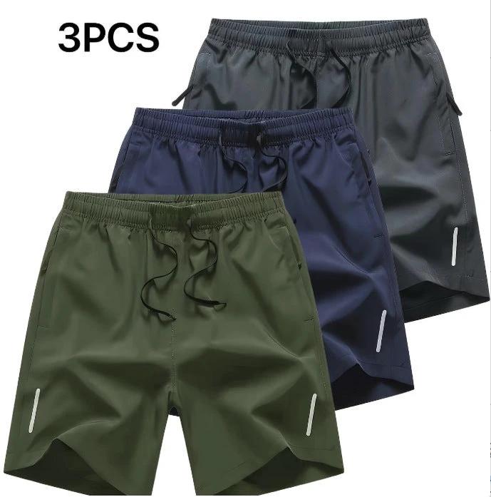Fashionable Zippered Pocket Casual Men's Shorts (Set Of 3)