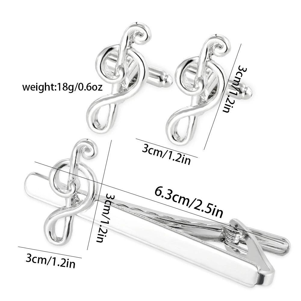 Men's Music Note Tie Clip And Cufflinks