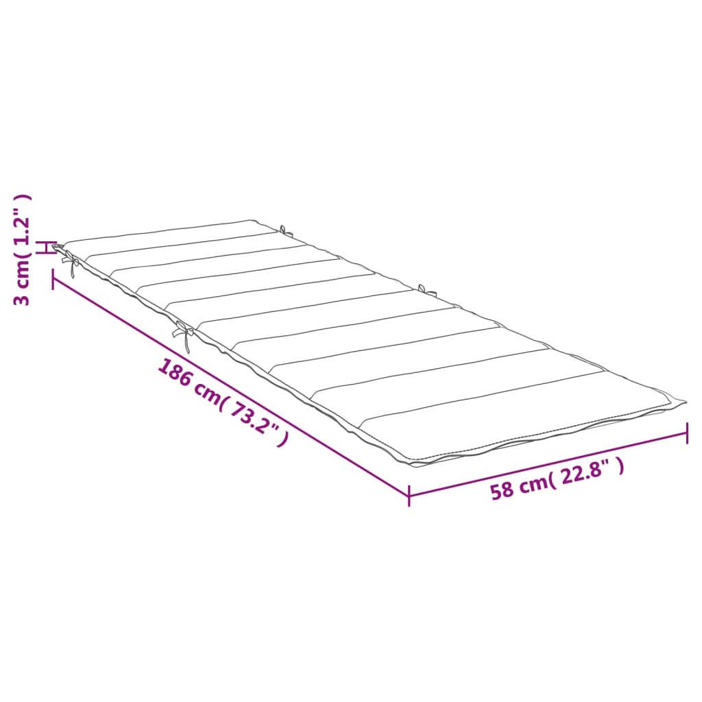 Sun Lounger Cushion Cream 73.2"x22.8"x1.6" Oxford Fabric