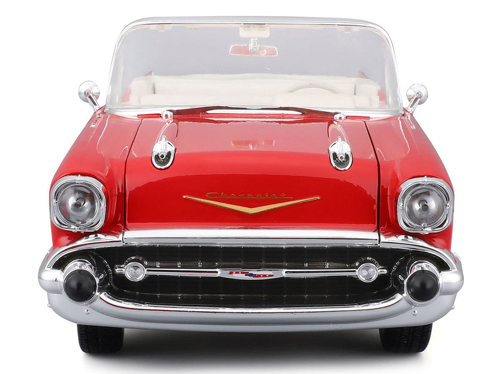 1957 Chevrolet Bel Air Convertible Red with White Interior "Special Edition" Series 1/18 Diecast Model Car by Maisto