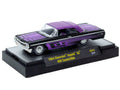 1964 Chevrolet Impala SS 409 Convertible Black Metallic with Purple Graphics and Purple Soft Top Limited Edition to 11000 pieces Worldwide 1/64 Diecast Model Car by M2 Machines