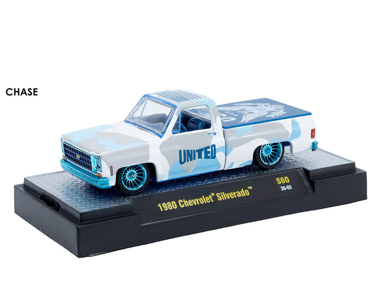 "Auto Meets" Set of 6 Cars IN DISPLAY CASES Release S60 Limited Edition 1/64 Diecast Model Cars by M2 Machines