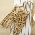 Simple Tassel Crossbody Straw Bag Korean Retro Shoulder Cotton Thread Woven Bag Summer Beach Bag