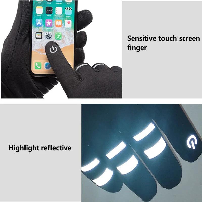 Reflective Velvet Warm Gloves For Men