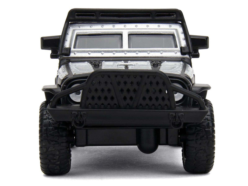 Tej's Jeep Wrangler Custom Silver Metallic with Black Top and Roof Rack "Furious 7" (2015) Movie "25 Years of Fast & Furious" Series 1/32 Diecast Model Car by Jada