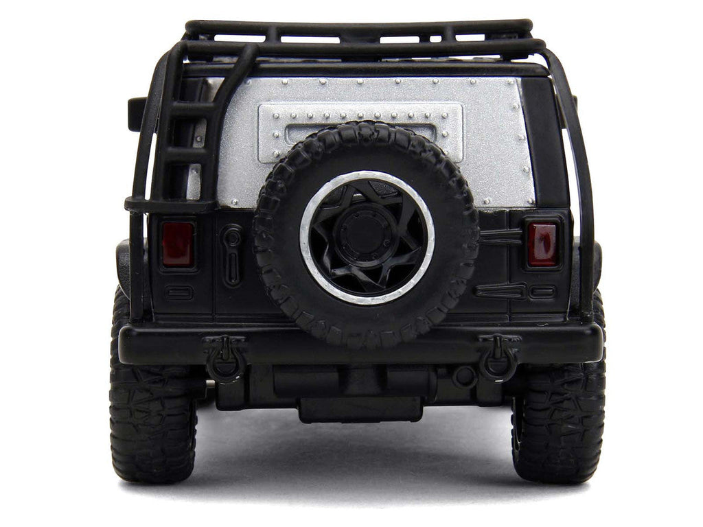 Tej's Jeep Wrangler Custom Silver Metallic with Black Top and Roof Rack "Furious 7" (2015) Movie "25 Years of Fast & Furious" Series 1/32 Diecast Model Car by Jada