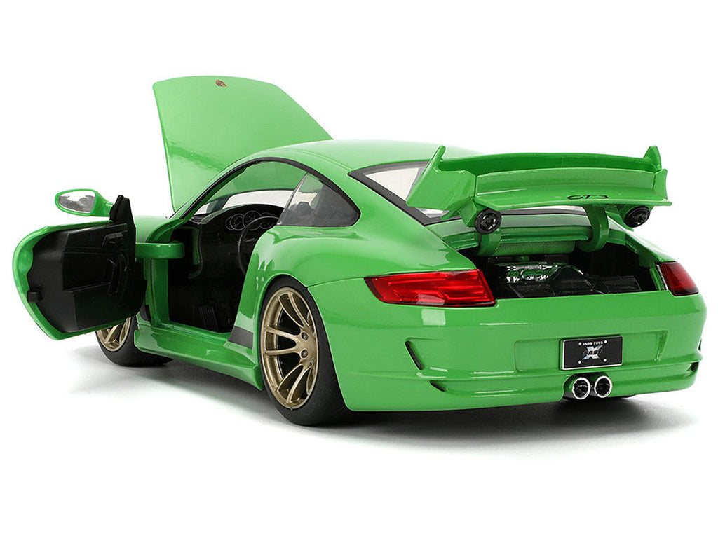 Porsche 911 GT3 (997) Green with Black Accents "Fast X" (2023) Movie "25 Years of Fast & Furious" Series 1/24 Diecast Model Car by Jada