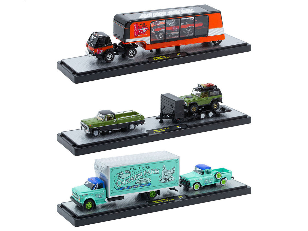 Auto Haulers Set of 3 Trucks Release 91 Limited Edition to 8000 pieces Worldwide 1/64 Diecast Model Cars by M2 Machines