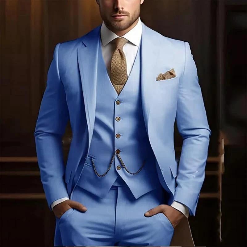 Men's High-grade Gentleman Temperament Slim Three-piece Suit