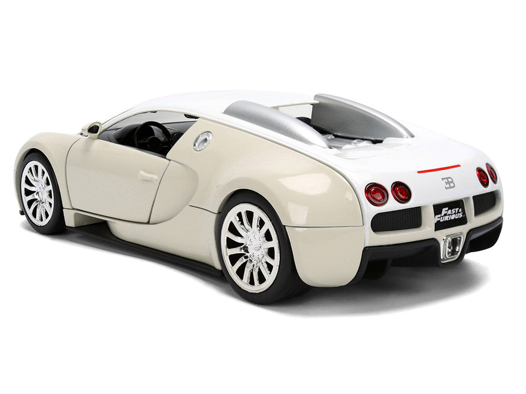 2011 Bugatti Veyron White and Tan "Furious 7" (2015) Movie "25 Years of Fast & Furious" Series 1/24 Diecast Model Car by Jada