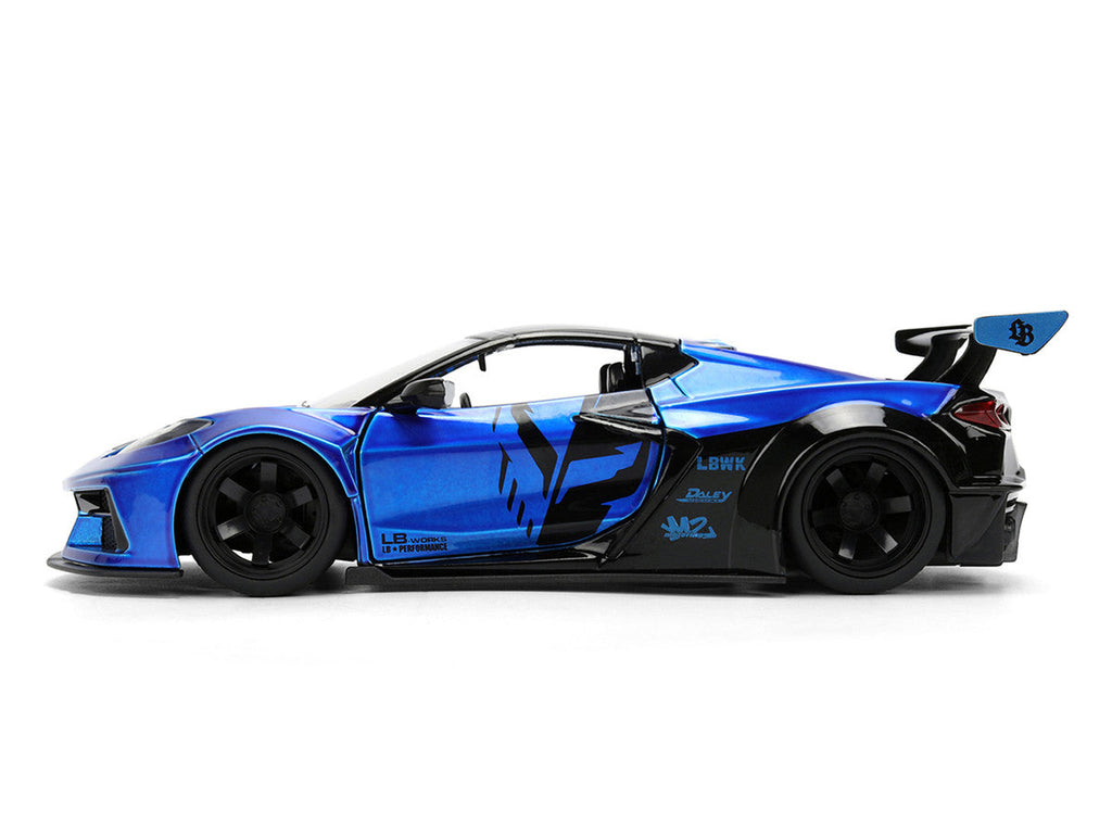 Chevrolet Corvette C8 "Liberty Walk" Candy Blue and Black "Hyper-Spec" Series 1/24 Diecast Model Car by Jada