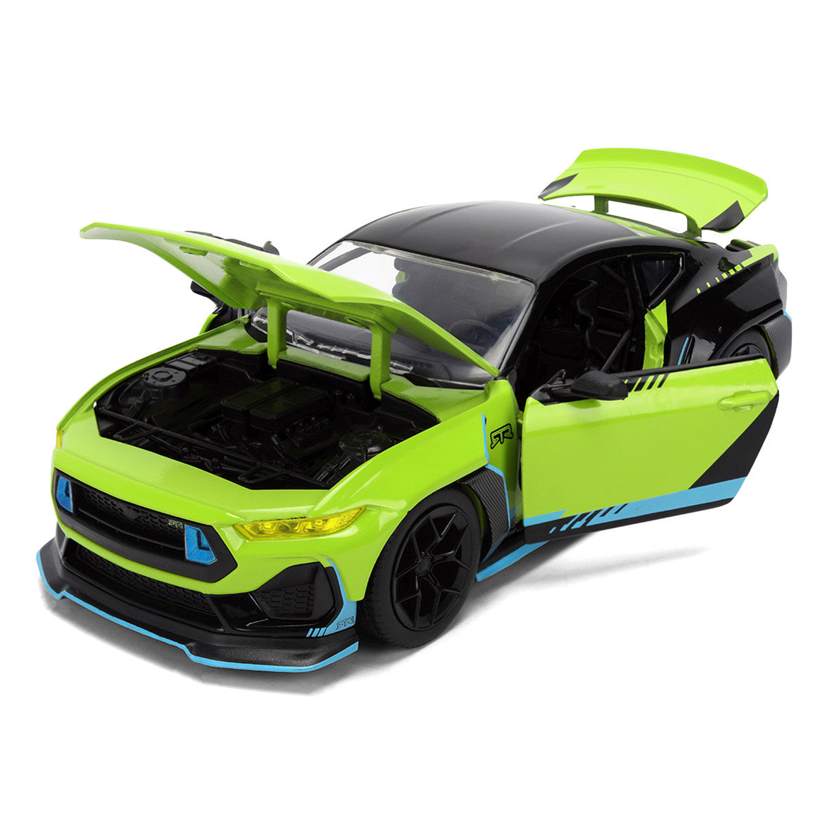 2026 Ford Mustang RTR Spec 5-D Lime Green with Black Top and Graphics "Hyper-Spec" Series 1/24 Diecast Model Car by Jada