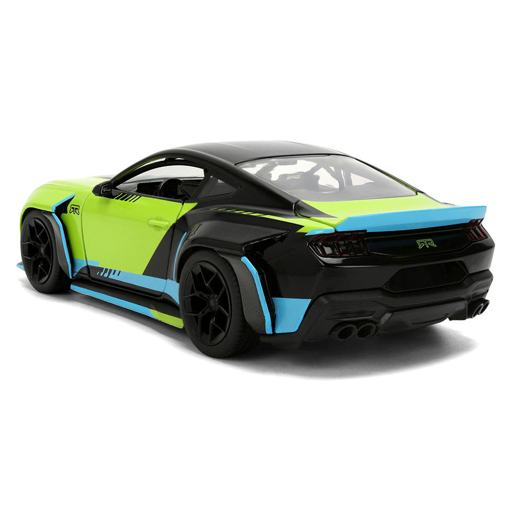 2026 Ford Mustang RTR Spec 5-D Lime Green with Black Top and Graphics "Hyper-Spec" Series 1/24 Diecast Model Car by Jada