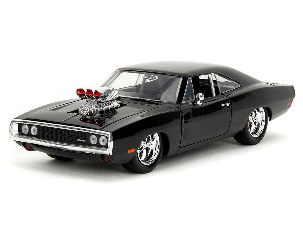 Dom's 1970 Dodge Charger R/T Black and Brian's Toyota Supra Orange with Graphics Set of 2 Cars "Fast & Furious 25th Anniversary" "Fast & Furious" Series 1/24 Diecast Model Cars by Jada