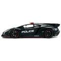 Lamborghini Veneno "Police" Matt Black "Hyper-Spec" Series 1/24 Diecast Model Car by Jada